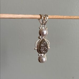 Druzy Pearl Pendant in Sterling Silver